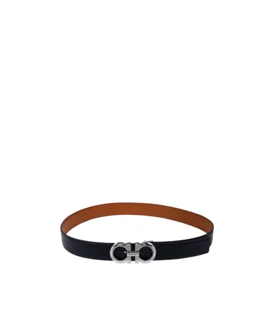 Ferragamo Salvatore  Gancini Buckle Reversible Belt In Black