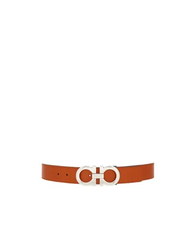 Ferragamo Salvatore  Gancini-buckle Reversible Belt In Brown