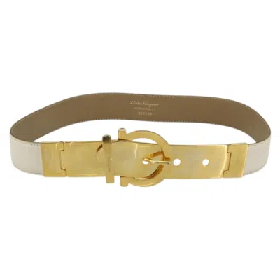Pre-owned Ferragamo Salvatore  Gancini Buckle Reversible Belt Leather White Leather Belts Accessory ()