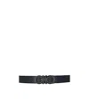 Ferragamo Salvatore  Man's Bicolor Leather Belt With Logo Buckle In Black