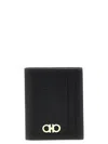 Ferragamo Folded Card Holder Gold Hardware In Black