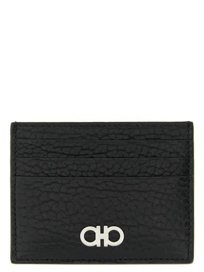 Ferragamo Salvatore  'gancini' Card Holder In Black