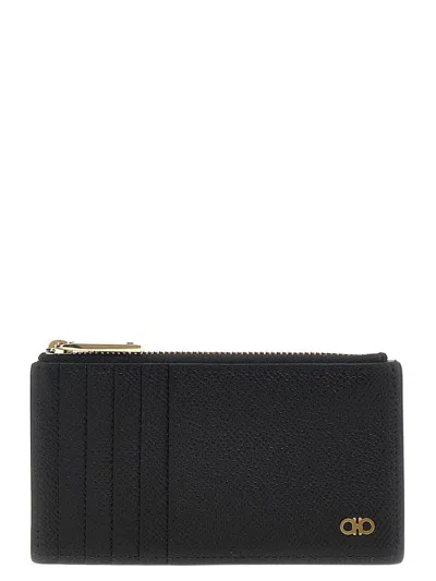 Ferragamo Salvatore  'gancini' Card Holder In Black