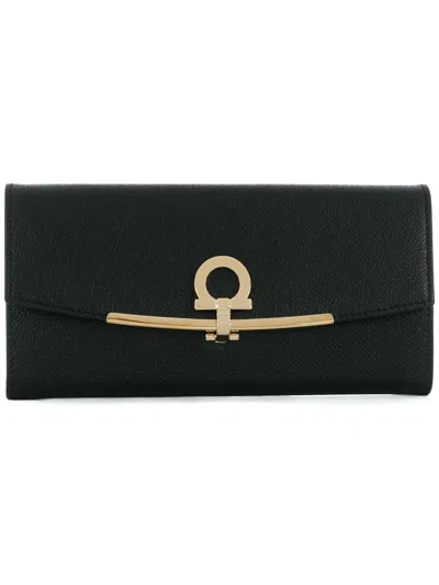 Ferragamo Salvatore  Gancini Continental Wallet Accessories In Black