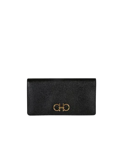 Ferragamo Salvatore  Gancini Continental Wallet In Black