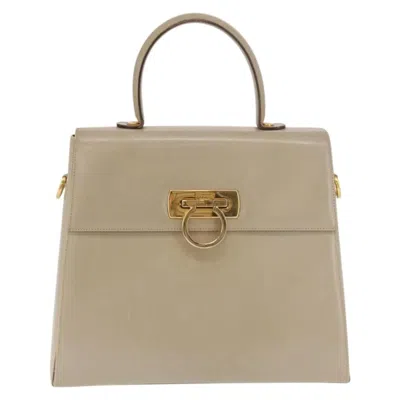 Pre-owned Ferragamo Salvatore  Gancini Convertible Top Handle Leather Beige Leather Handbag ()