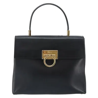 Pre-owned Ferragamo Salvatore  Gancini Convertible Top Handle Leather Black Leather Handbag ()