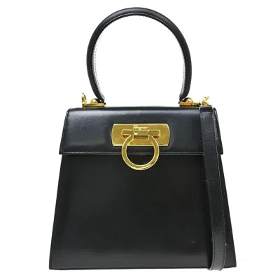 Pre-owned Ferragamo Salvatore  Gancini Convertible Top Handle Leather Black Leather Handbag ()