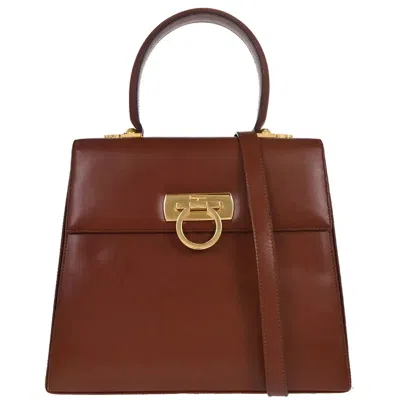 Pre-owned Ferragamo Salvatore  Gancini Convertible Top Handle Leather Brown Leather Handbag ()