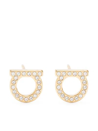 Ferragamo Gancini Embellished Earrings In Gold