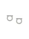 Ferragamo Silver Earrings With Rhinestone Embellishment In Metallic