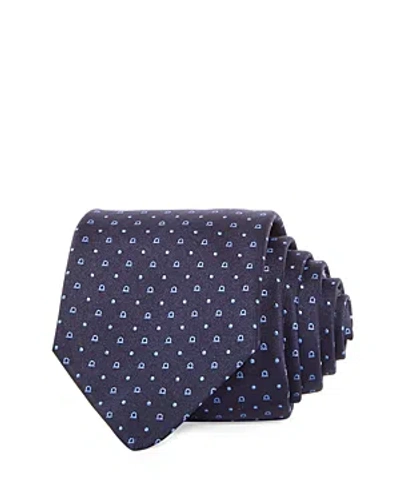 Ferragamo Salvatore  Gancini Dot Silk Classic Tie In Blue Scuro
