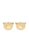 Ferragamo Crystal-embellished Gancini Earrings In Grey