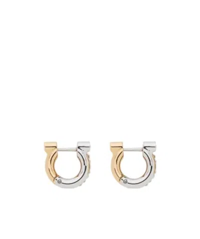 Ferragamo Salvatore  Gancini Embellished Earrings In Gold