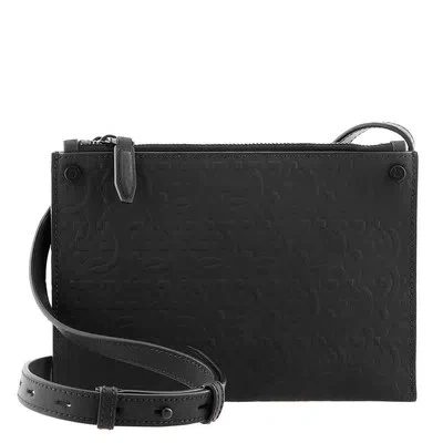 Pre-owned Ferragamo Salvatore  Gancini Embossed Leather Crossbody - Black 241225 758359