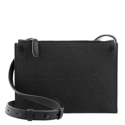 Ferragamo Salvatore  Gancini Embossed Leather Crossbody - Black