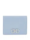 Ferragamo Compact Wallet Textured Finish In Blue
