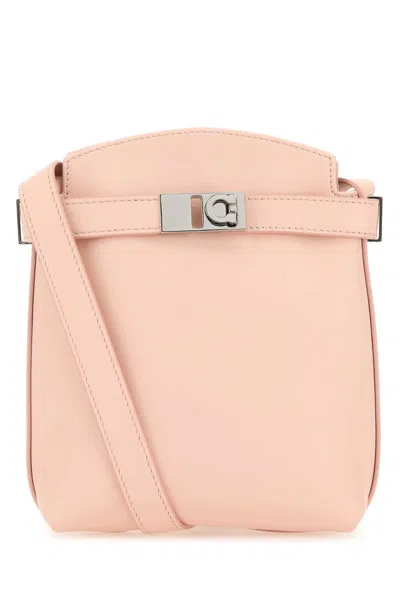 Ferragamo Salvatore  Gancini Hook Leather Phone Case With Crossbody Strap In Pink