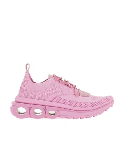 Ferragamo Salvatore  Gancini Lace-up Sneakers In Pink