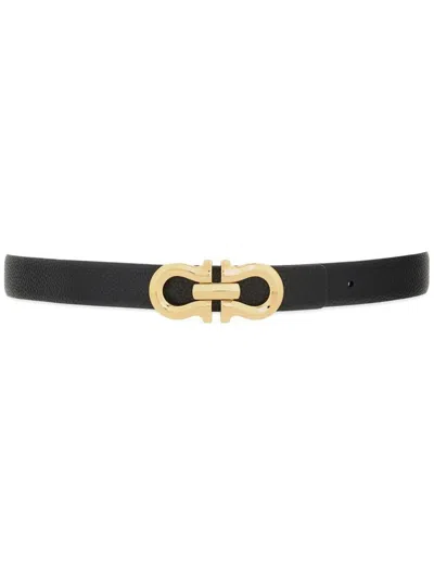 Ferragamo Women Gancini Leather Belt In Black