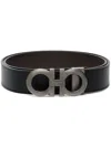 Ferragamo Gancini Leather Belt In Black