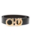 Ferragamo Reversible Gancini Buckle Belt In Black