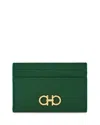 Ferragamo Salvatore  Gancini Leather Card Case In Green