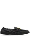 Ferragamo Gancini Leather Loafers With Round Toe In Black