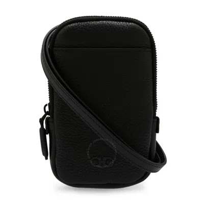 Ferragamo Salvatore  Gancini Leather Pouch With Strap In Black
