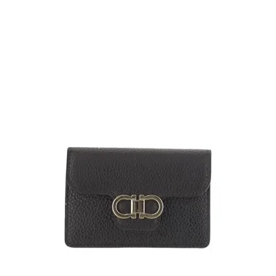 Ferragamo Salvatore  Gancini Leather Wallet In Black