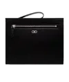 Ferragamo Salvatore  Gancini Logo Plaque Clutch Bag In Black