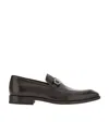 Ferragamo Salvatore  Hammered Leather Gancini Loafers Shoes In Black