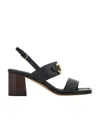 Ferragamo Sandals Block Heel Gancini Buckle In Black