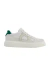 Ferragamo Round Toe Sneakers With Contrasting Heel Tab In White