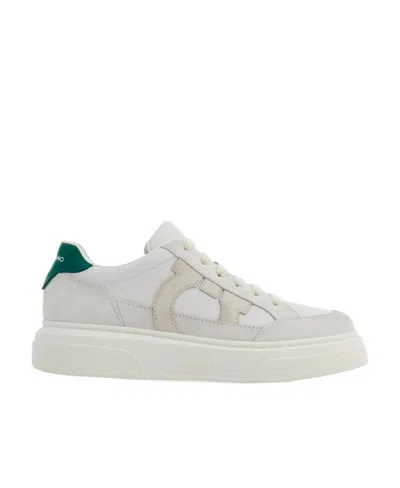 FERRAGAMO SALVATORE FERRAGAMO GANCINI-PATCH LACE-UP SNEAKERS
