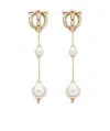 Ferragamo Pearl Drop Earrings Gold Finish In White