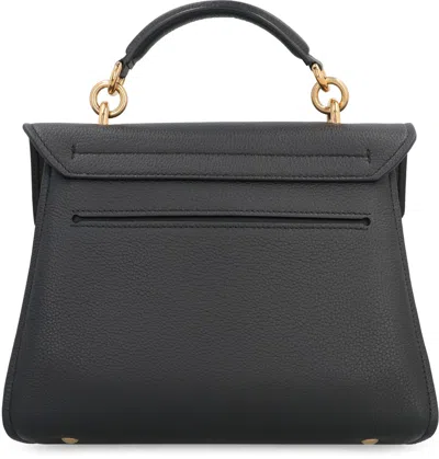 Ferragamo Salvatore  Gancini Pebbled Leather Handbag In Black