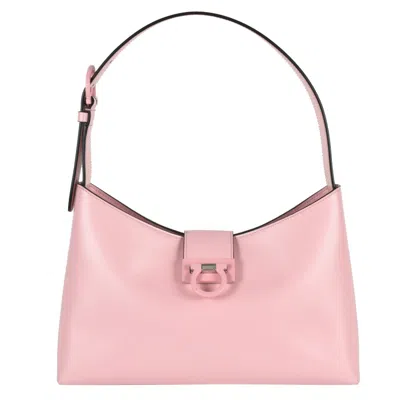 Pre-owned Ferragamo Salvatore  Gancini Pink Leather Shoulder Bag ()