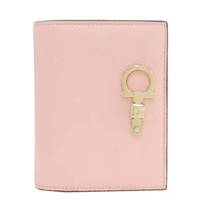 Pre-owned Ferragamo Salvatore  Gancini Pink Leather Wallet (bi-fold) ()