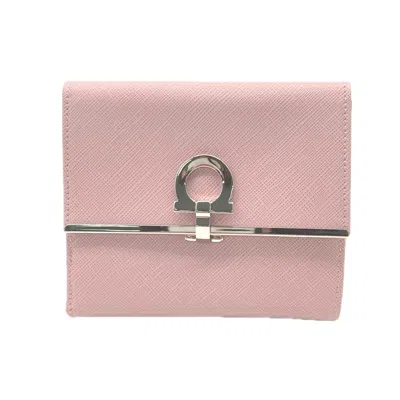 Pre-owned Ferragamo Salvatore  Gancini Pink Leather Wallet (bi-fold) ()