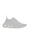 Ferragamo Men Nylon Sneakers With Iconic Gancini Sole In Gray