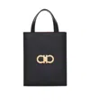 Ferragamo Salvatore  Gancini-plaque Mini Tote Bag In Black
