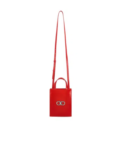 Ferragamo Salvatore  Gancini-plaque Mini Tote Bag In Red