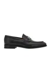 Ferragamo Salvatore  Gancini Plaque Round Toe Loafers In Black