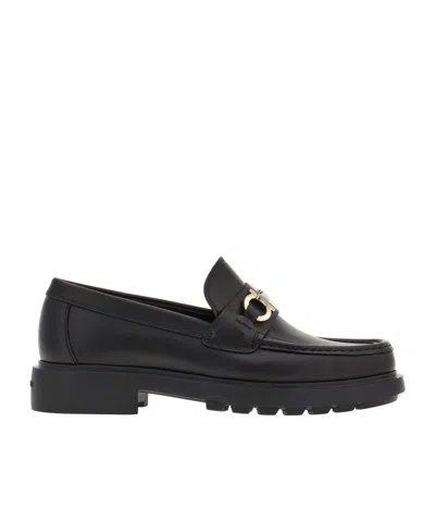Ferragamo Salvatore  Gancini-plaque Slip-on Loafers In Black
