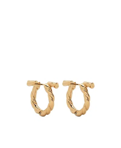 Ferragamo Salvatore  Gancini Plaque T-bar Earrings In Yellow