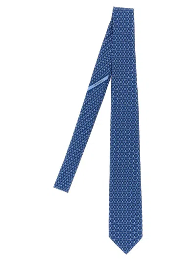 Ferragamo Gancini Pois Print Tie In Blue