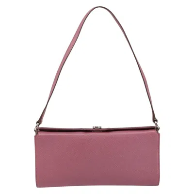 Pre-owned Ferragamo Salvatore  Gancini Pouch Leather Pink Leather Clutche & Pouche Bag ()