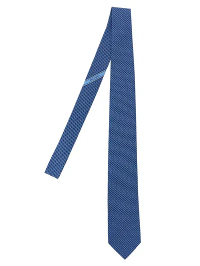 Ferragamo Salvatore  'gancini' Print Tie In Blue