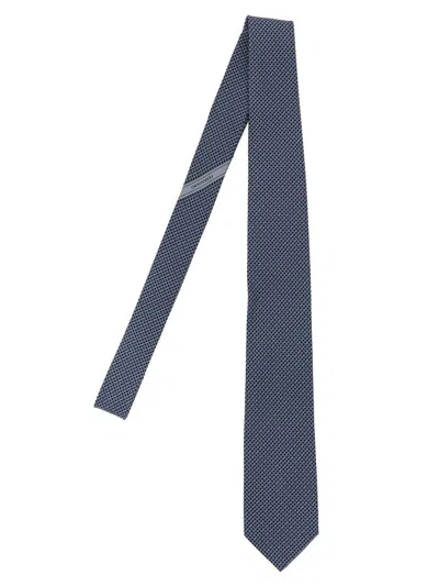 Ferragamo Salvatore  'gancini' Print Tie In Blue